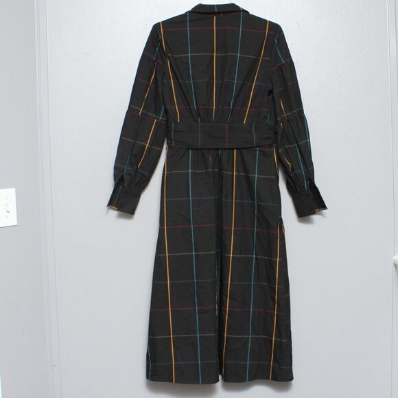 New York and company 7th Avenue poplin maxi shirt black plaid wrap tunic - Picture 4 of 8